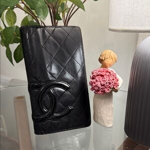 CHANEL CC Cambon Long Wallet Calfskin Leather Black